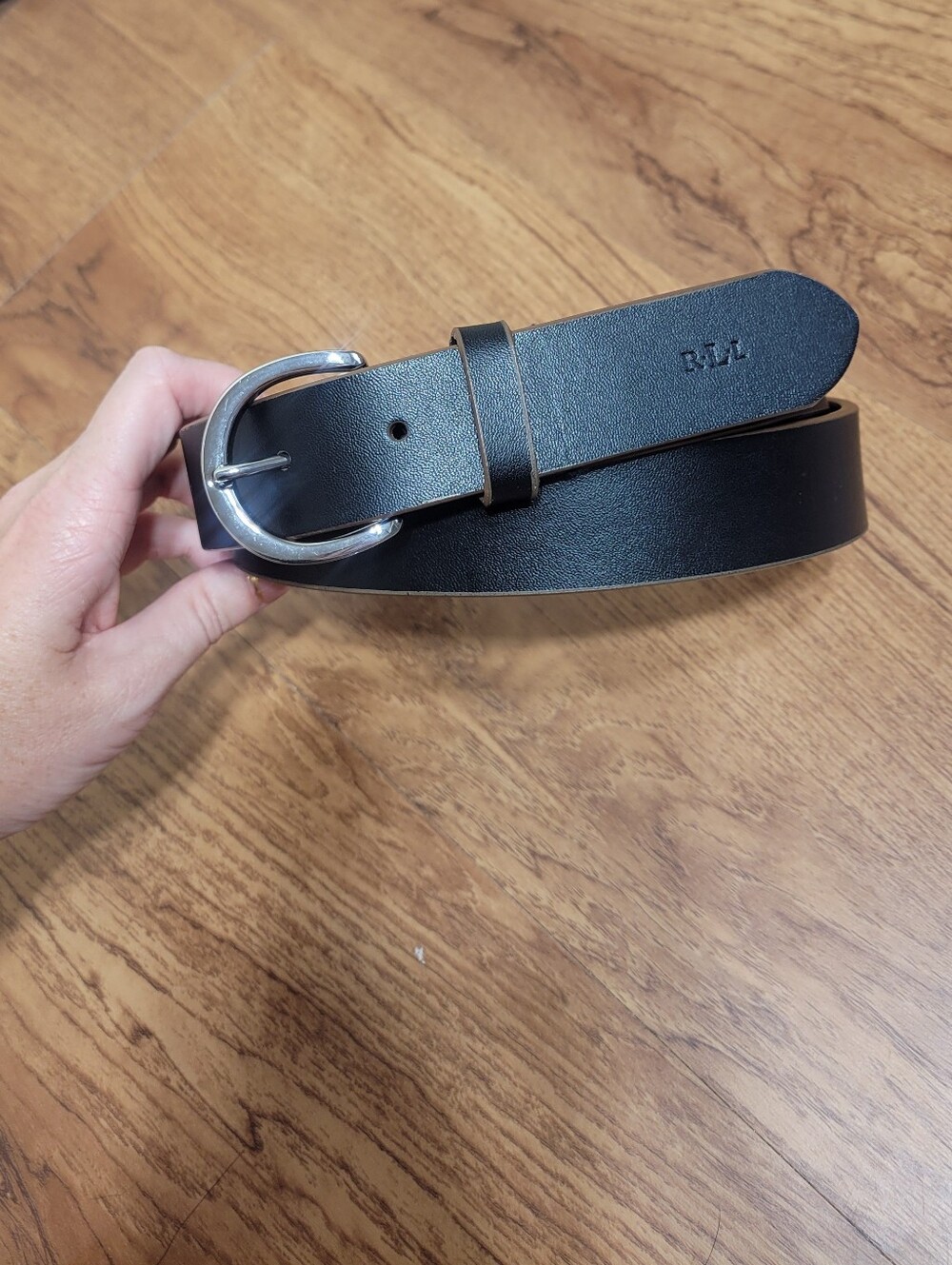 NWT Women's Ralph Lauren Black Belt With Brown Edges Sz M